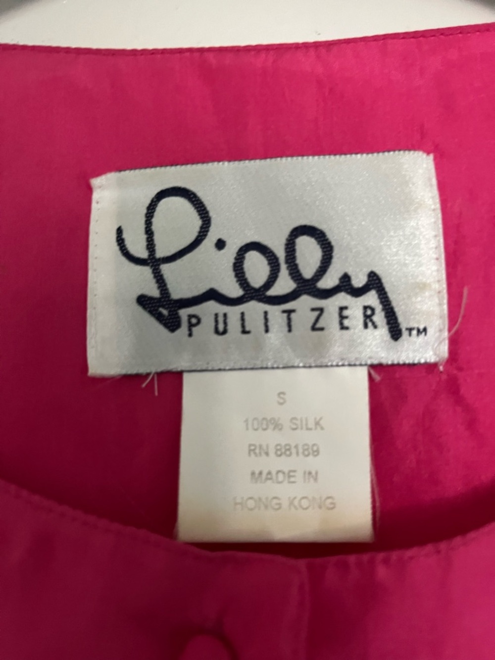 Lilly Pulitzer vintage Fuchsia Silk Button-Front Blouse - Picture 4 of 7